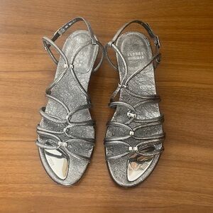 STUART WEITZMAN Nuts Strappy Metallic Wedge Sandal Size 8 msrp $365